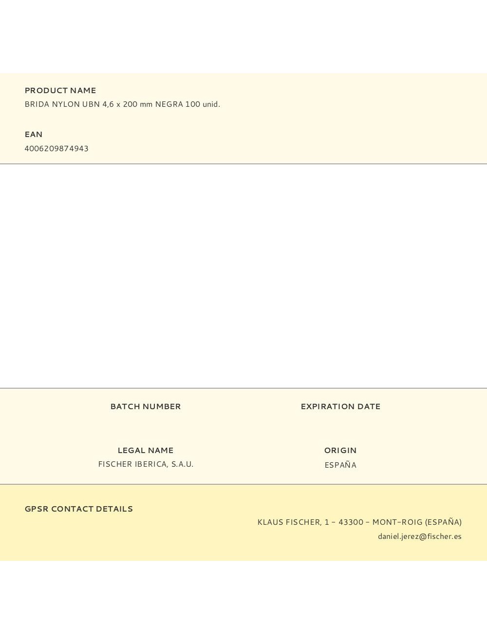 Brida nylon ubn 4,6 x 200 mm negra 100 unid.