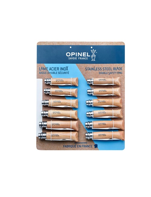 Expositor navajas opinel acero inoxidable, 12 uds (n6, n7, n8 4 uds de cada numero)