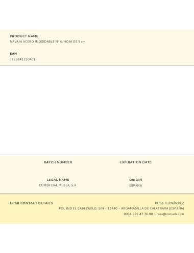 Navaja acero inoxidable n 4, hoja de 5 cm