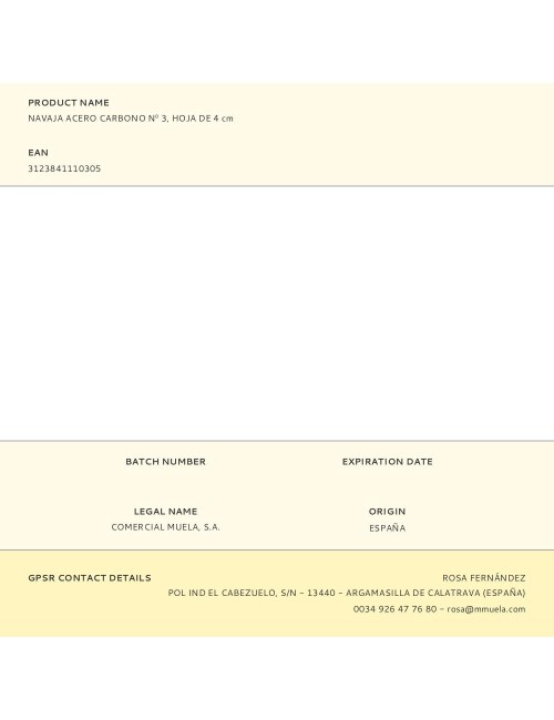 Navaja acero carbono n 3, hoja de 4 cm