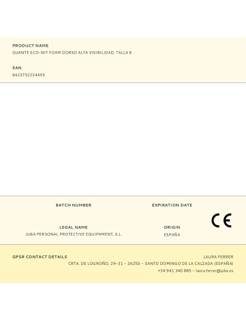 Guante poliéster / elastano palma nitrilo foam, alta visibilidad, táctil, t-08