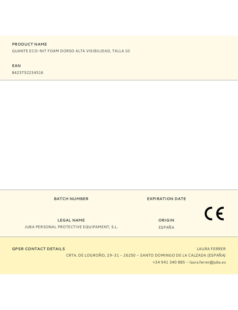 Guante poliéster / elastano palma nitrilo foam, alta visibilidad, táctil, t-10