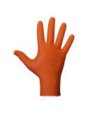 Guante nitrilo, sin polvo, desechable, diamantado, naranja, t-08, caja 50 uds