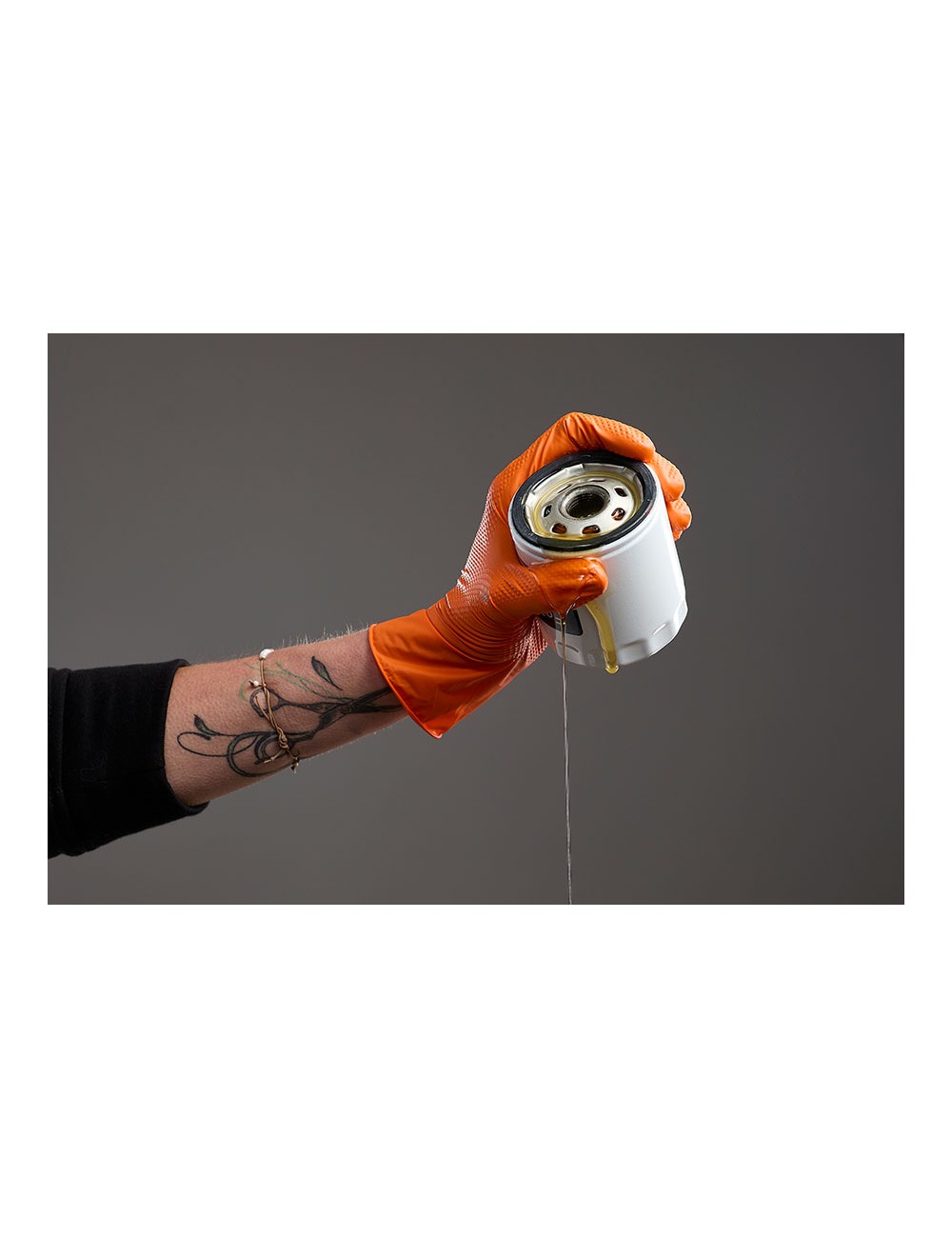 Guante nitrilo, sin polvo, desechable, diamantado, naranja, t-08, caja 50 uds