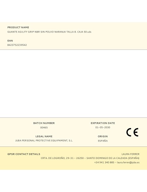 Guante nitrilo, sin polvo, desechable, diamantado, naranja, t-08, caja 50 uds