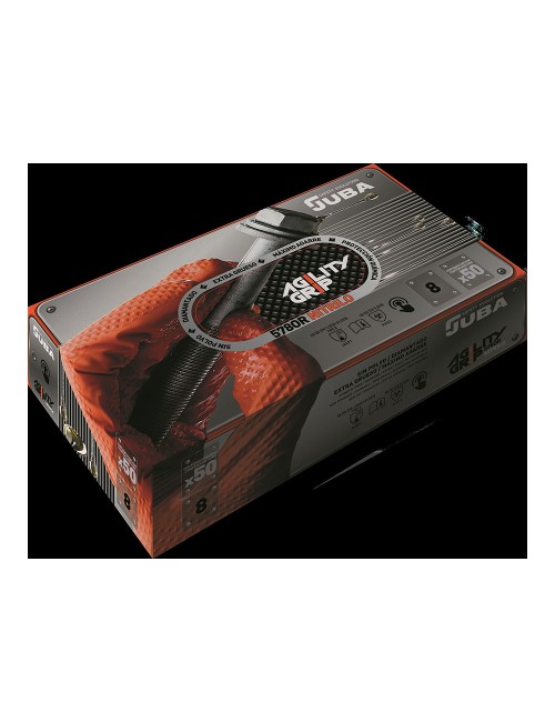 Guante nitrilo, sin polvo, desechable, diamantado, naranja, t-11, caja 50 uds