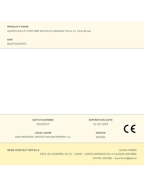 Guante nitrilo, sin polvo, desechable, diamantado, naranja, t-11, caja 50 uds