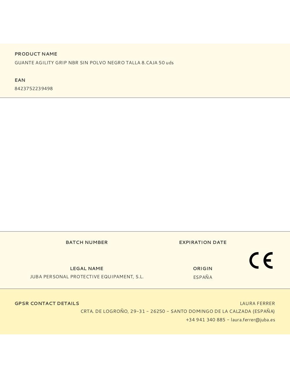 Guante nitrilo, sin polvo, desechable, diamantado, negro, t-08, caja 50 uds