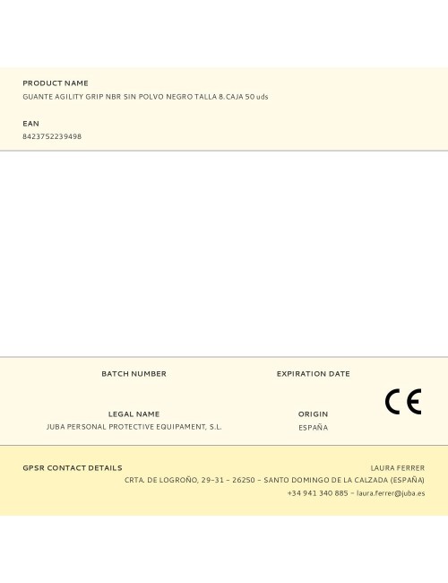 Guante nitrilo, sin polvo, desechable, diamantado, negro, t-08, caja 50 uds