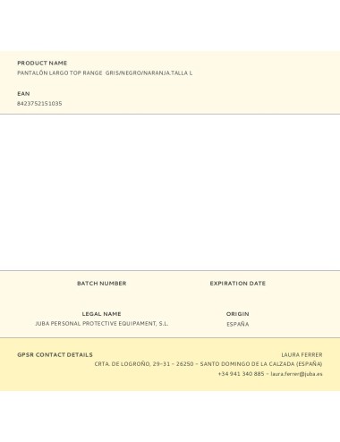 Pantalón largo top range gris/negro/naranja.talla l