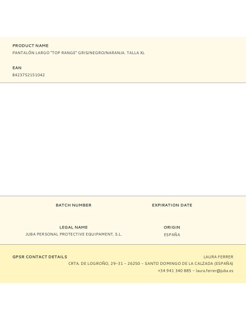 Pantalón largo "top range" gris/negro/naranja. talla xl