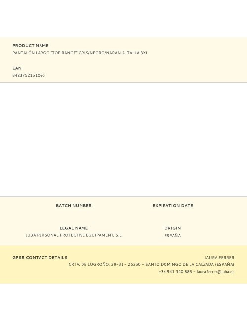 Pantalón largo "top range" gris/negro/naranja. talla 3xl