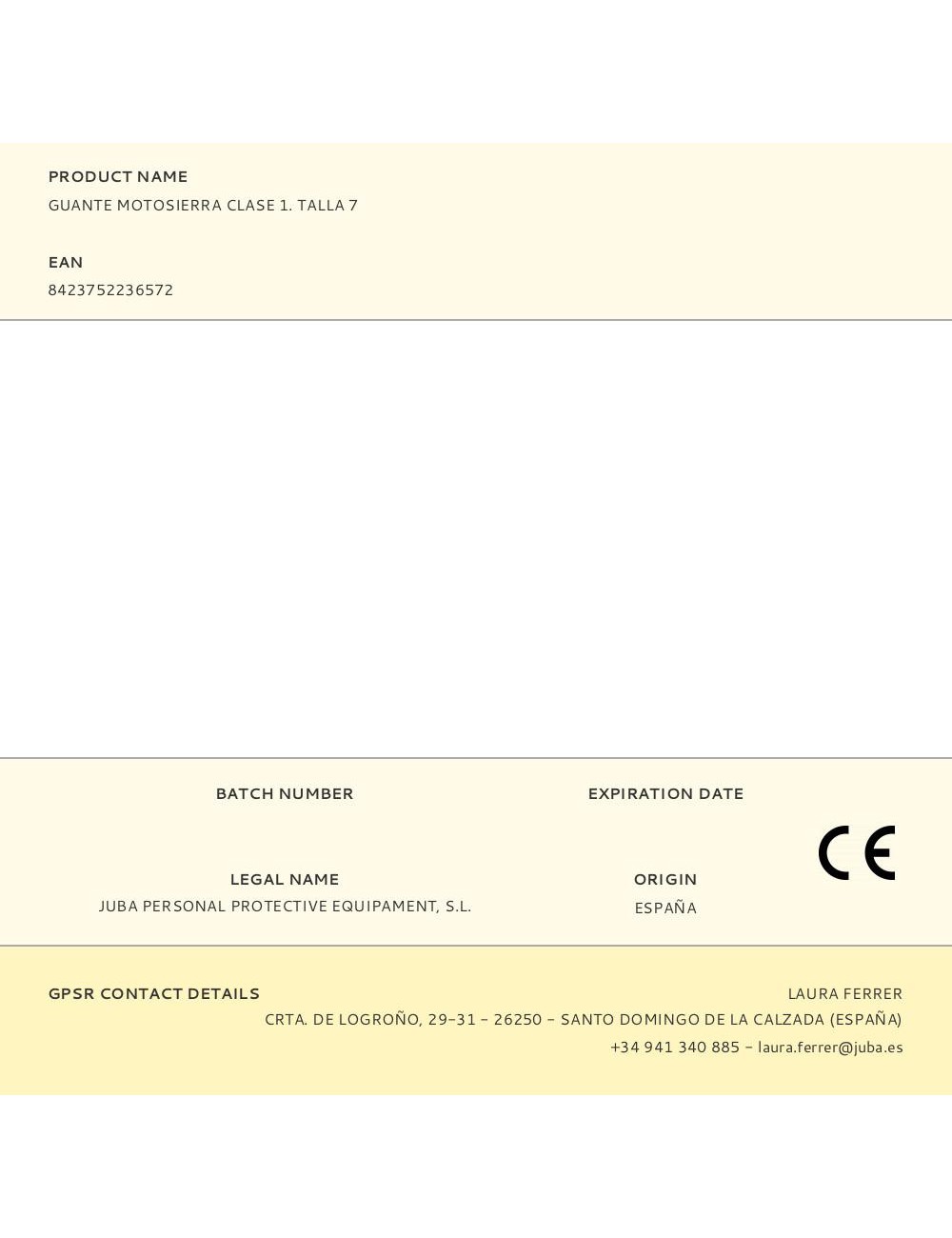 Guante piel reforzado para motosierra clase 1 t-07