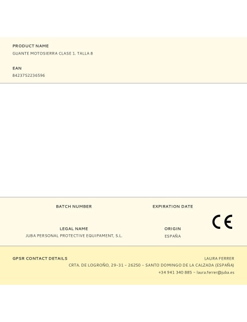 Guante piel reforzado para motosierra clase 1 t-08