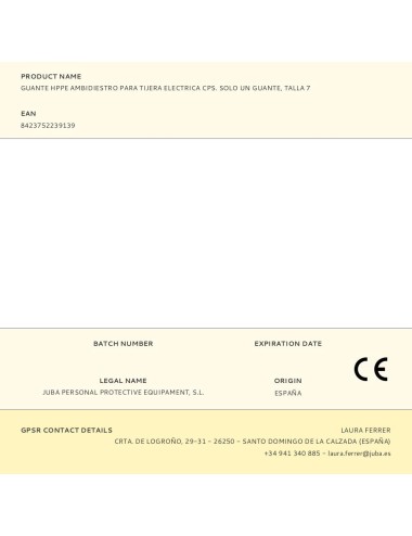 Guante hppe ambidiestro para tijera electrica cps, solo un guante, t-07