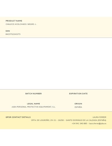 Chaleco acolchado. negro. l