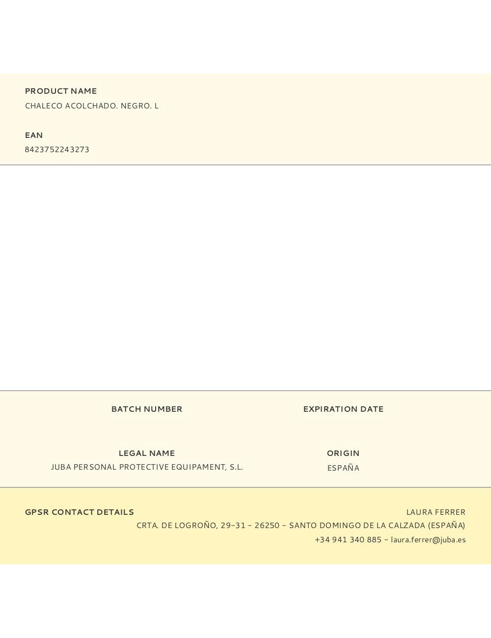 Chaleco acolchado. negro. l