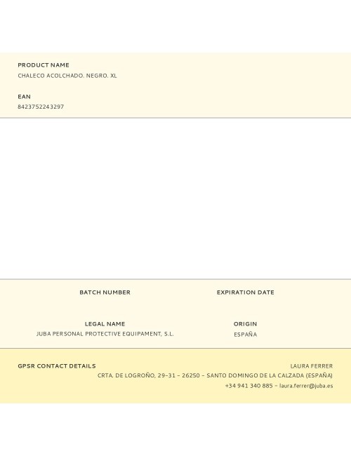 Chaleco acolchado. negro. xl