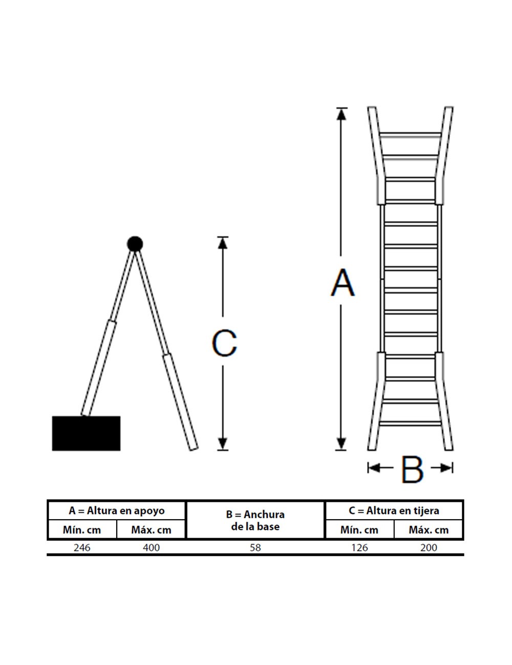 Escalera telescopica de acero 4+4 edm