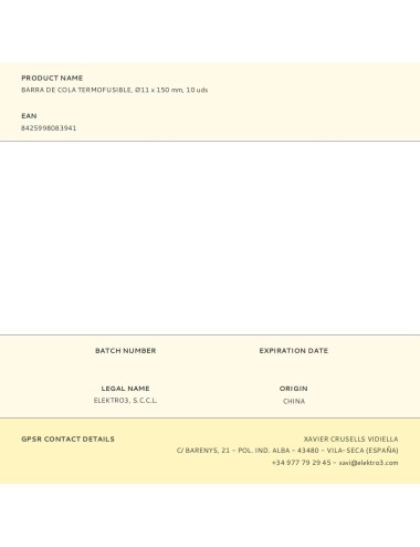 Barra de cola termofusible, ø11 x 150 mm, 10 uds