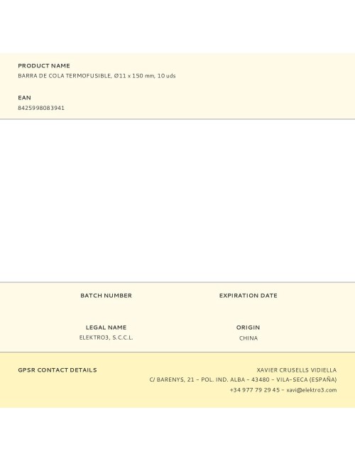Barra de cola termofusible, ø11 x 150 mm, 10 uds