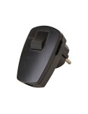 Clavija 2p+t angular negra con interruptor 3x1,5mm 16a. kopp