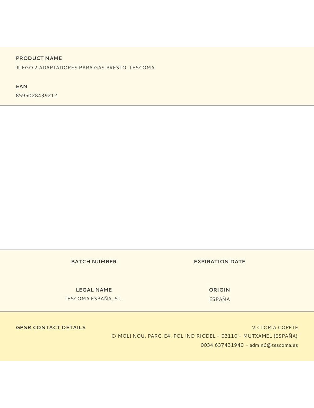 Juego 2 adaptadores para gas presto. tescoma