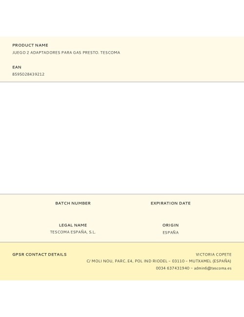 Juego 2 adaptadores para gas presto. tescoma