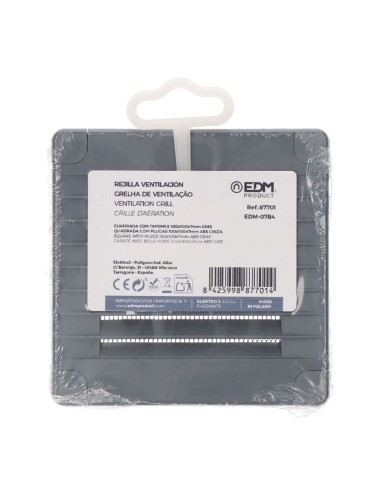 Rejilla ventilación cuadrada con tapones y mosquitera 100x100x7mm abs gris