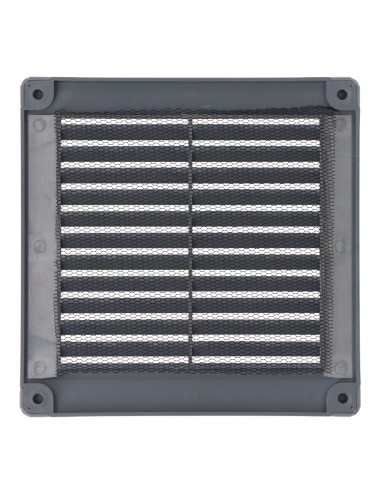 Rejilla ventilación cuadrada con tapones y mosquitera 150x150x7mm abs gris