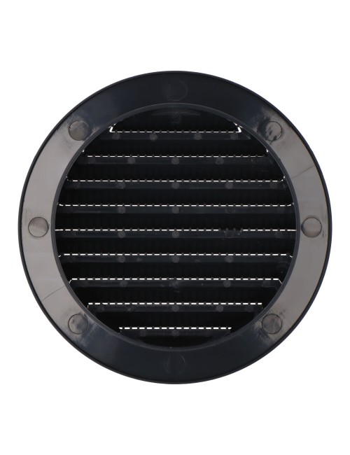 Rejilla ventilación redonda empotrable con mosquitera ø100mm abs gris antracita