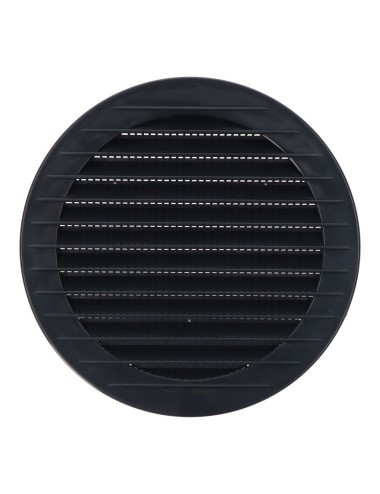 Rejilla ventilación redonda empotrable con mosquitera ø120mm abs gris antracita