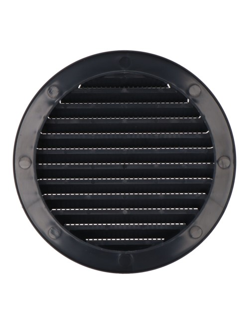 Rejilla ventilación redonda empotrable con mosquitera ø120mm abs gris antracita