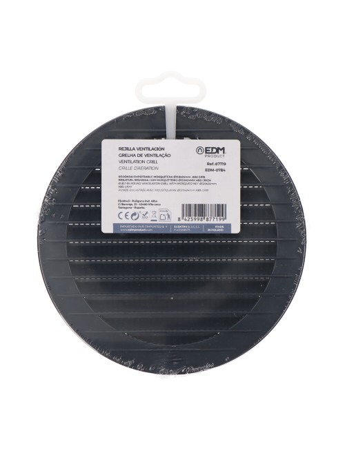 Rejilla ventilación redonda empotrable con mosquitera ø120mm abs gris antracita