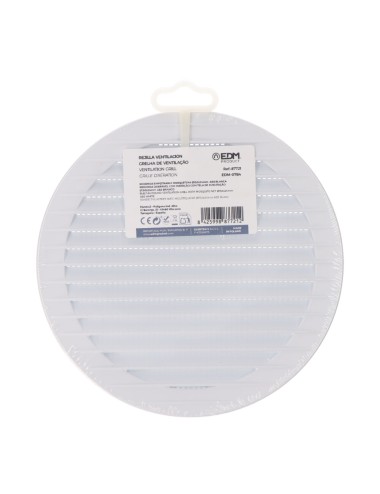 Rejilla ventilación redonda empotrable con mosquitera ø150mm abs blanca