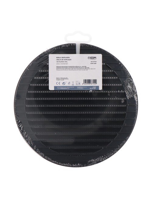 Rejilla ventilación redonda empotrable con mosquitera ø150mm abs gris antracita