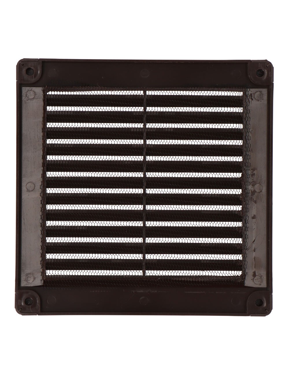 Rejilla ventilación cuadrada con tapones y mosquitera 150x150x7mm abs marrón