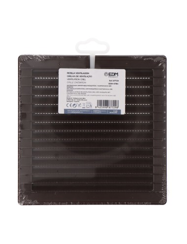 Rejilla ventilación cuadrada empotrable con mosquitera 140 x 140mm abs marrón