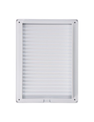 Rejilla ventilacíón rectangular empotrable con mosquitera abs 137x207mm blanco