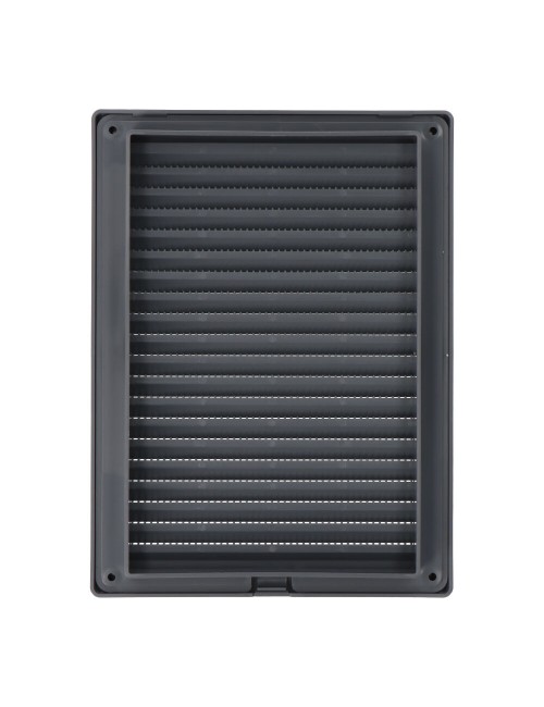 Rejilla ventilacíón rectangular empotrable con mosquitera abs 135x205mm gris