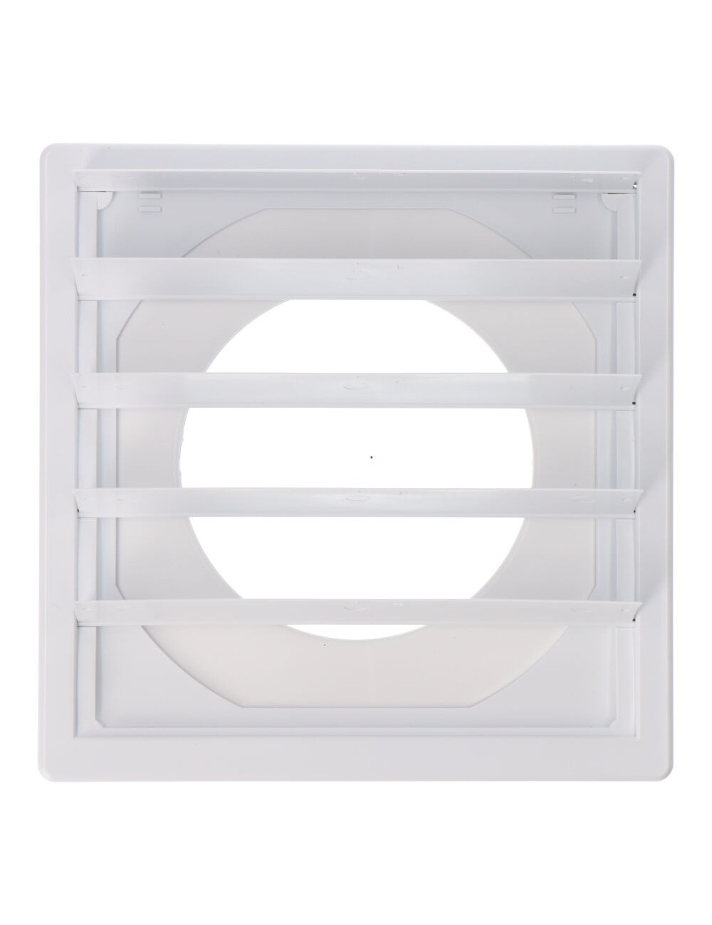 Rejilla ventilación cuadrada empotrable con lamas móviles 170x170mm enclavamiento ø100mm abs blanca