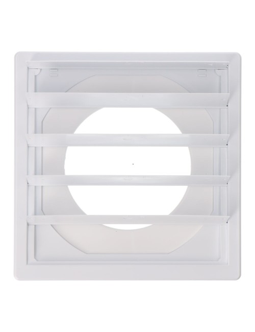 Rejilla ventilación cuadrada empotrable con lamas móviles 170x170mm enclavamiento ø100mm abs blanca