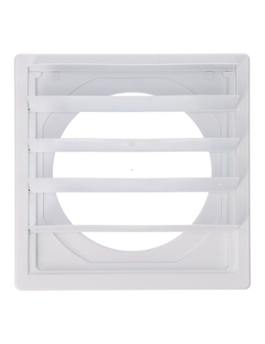 Rejilla ventilación cuadrada empotrable con lamas móviles 170x170mm enclavamiento ø120mm abs blanca