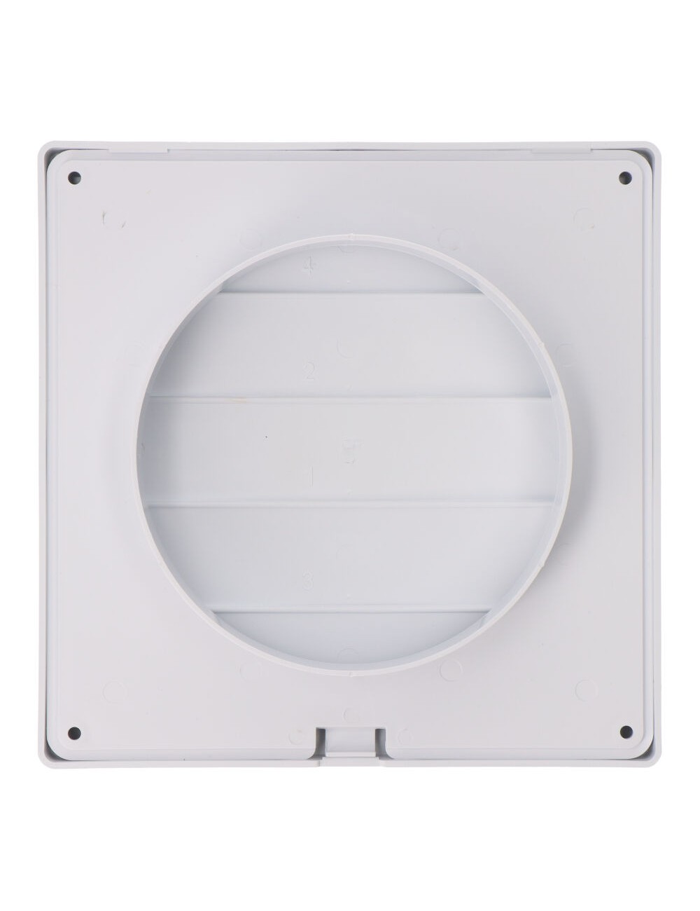 Rejilla ventilación cuadrada empotrable con lamas móviles 170x170mm enclavamiento ø120mm abs blanca