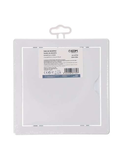 Tapa de registro cuadrada empotrable abs 15x15cm blanca