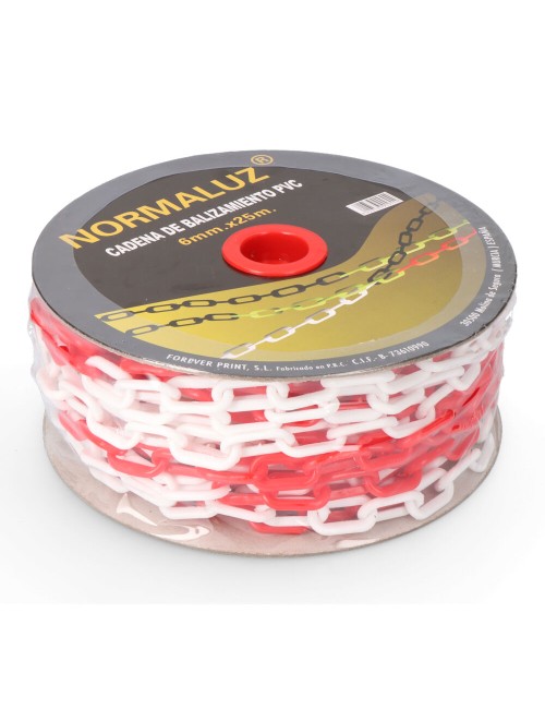 Cadena plastico blanca y roja, 25m