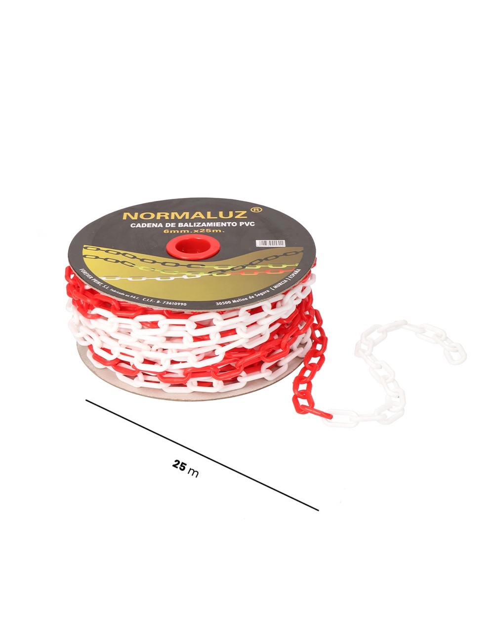 Cadena plastico blanca y roja, 25m