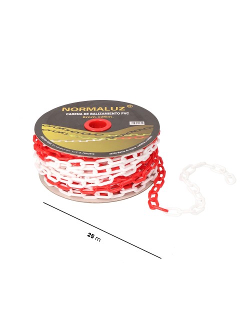 Cadena plastico blanca y roja, 25m