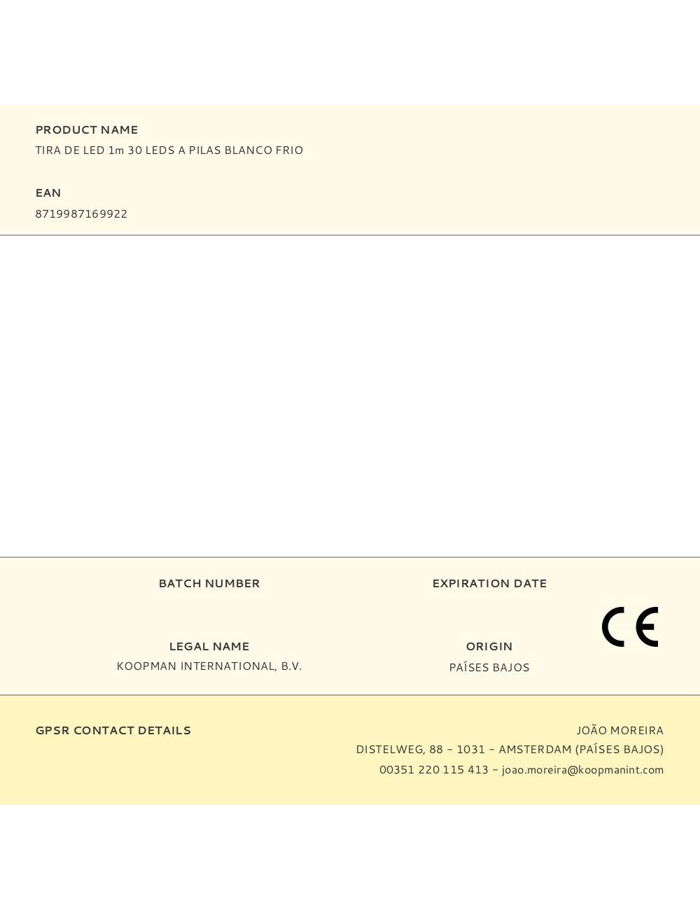 Tira de led 1m 30 leds a pilas blanco frio