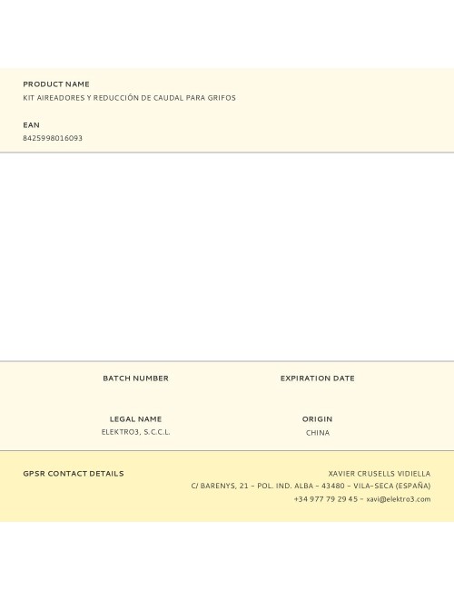 Kit aireadores y reducción de caudal para grifos